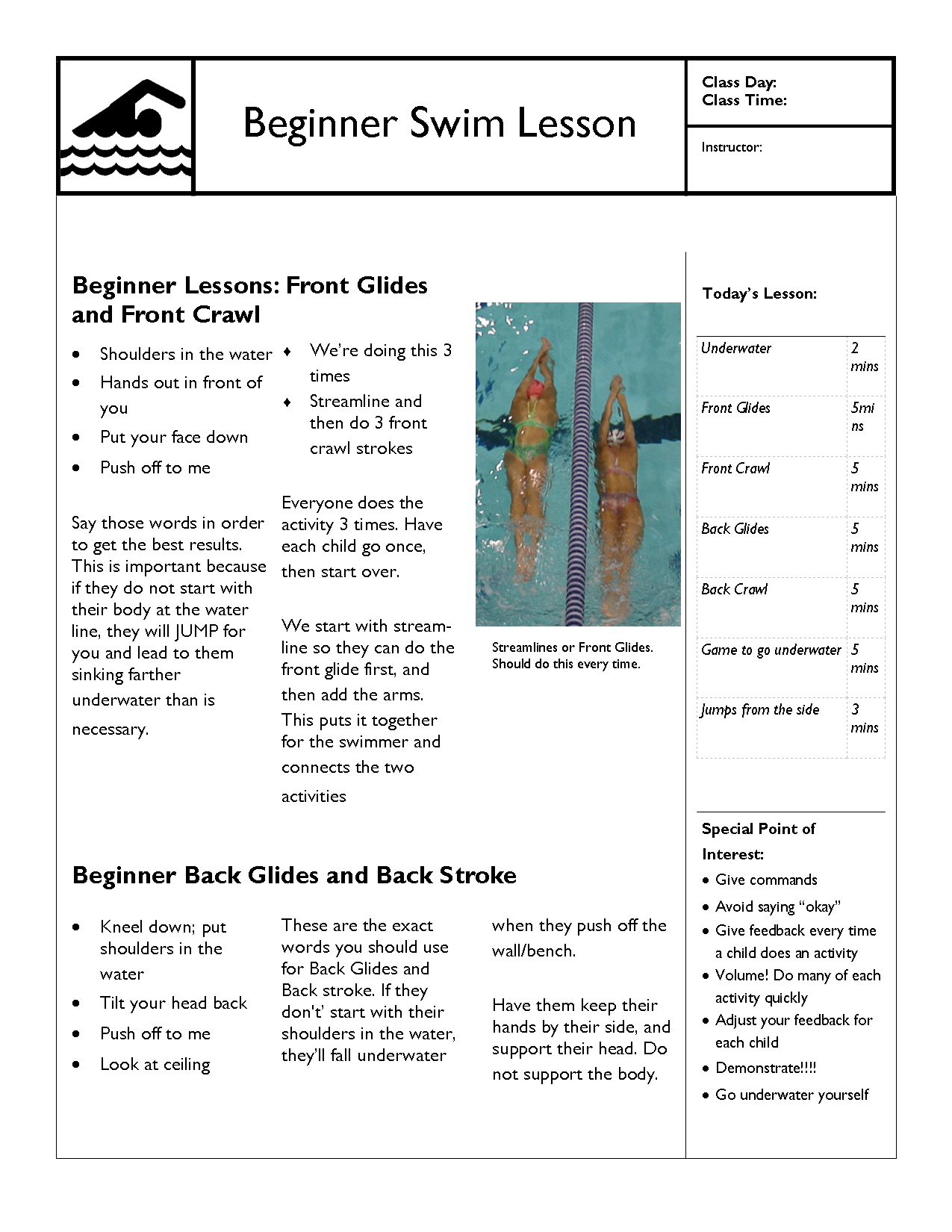 Learn To Swim Lesson Plans