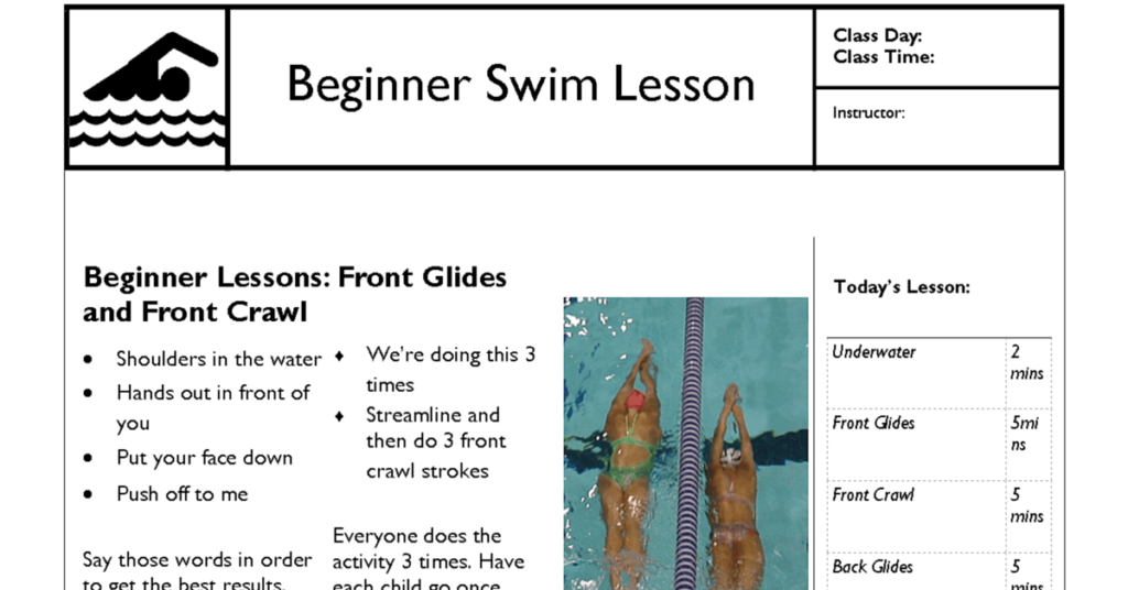 swim-lesson-plan-beginner-lesson-template-swimming-lessons-ideas